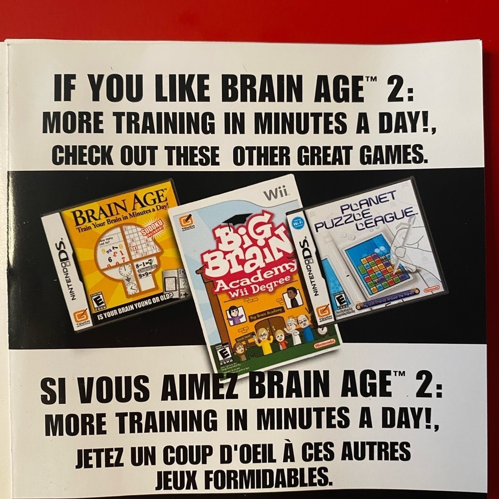 Nintendo Brain Age 2 Game - Blue and Red Cover - Picture 7 of 9